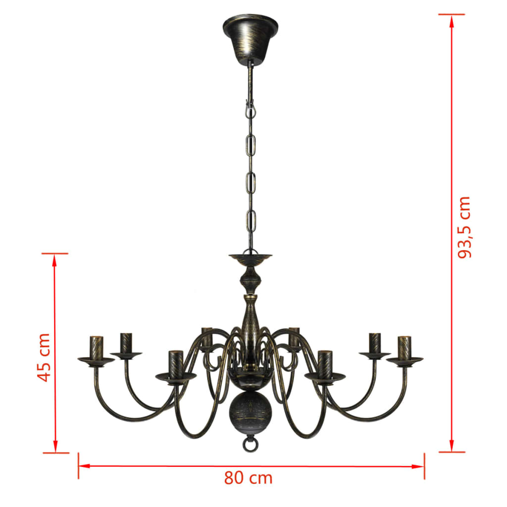 Kroonluchter Metaal 8 X E14 Lampen Zwart