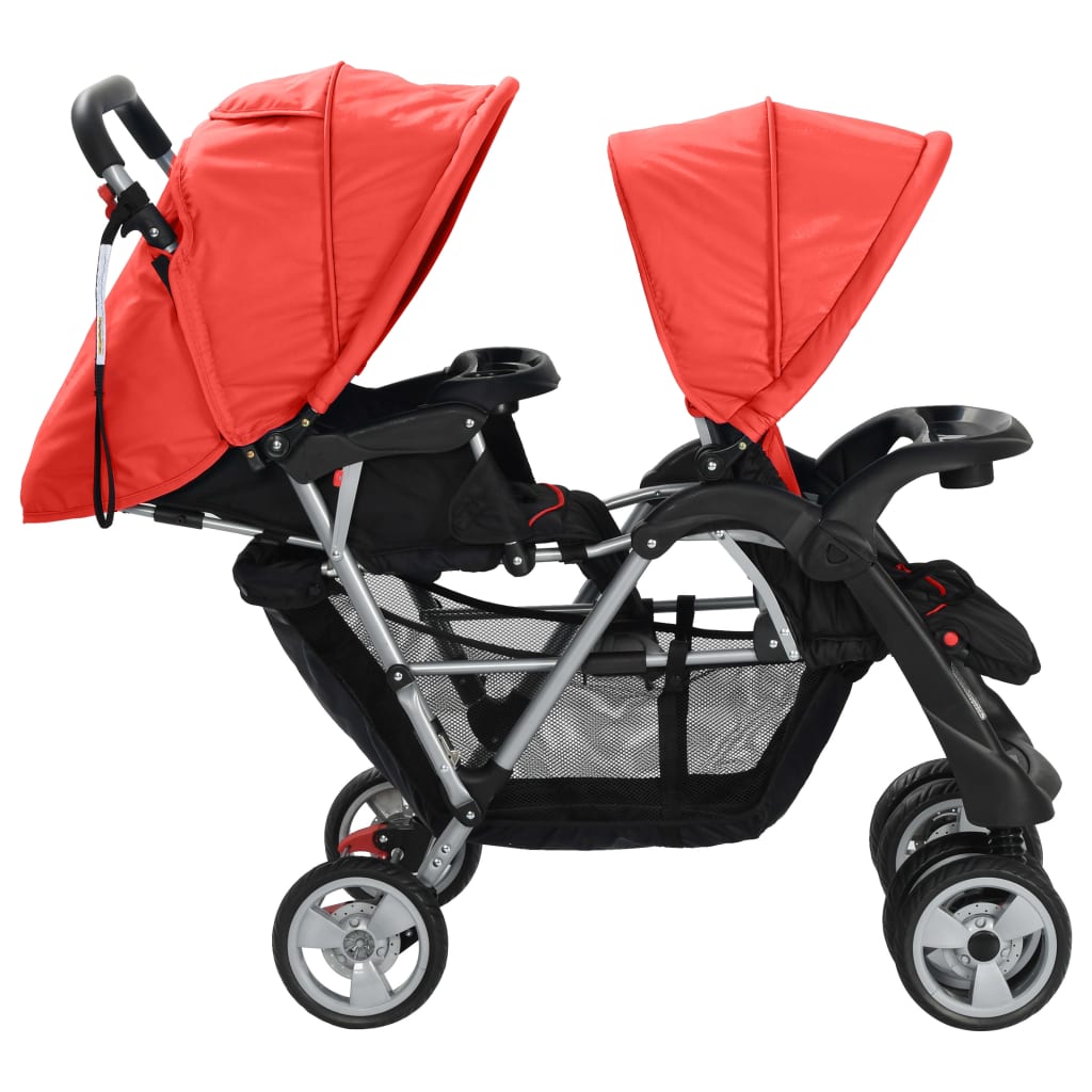 Kinderwagen Dubbel Staal En Zwart