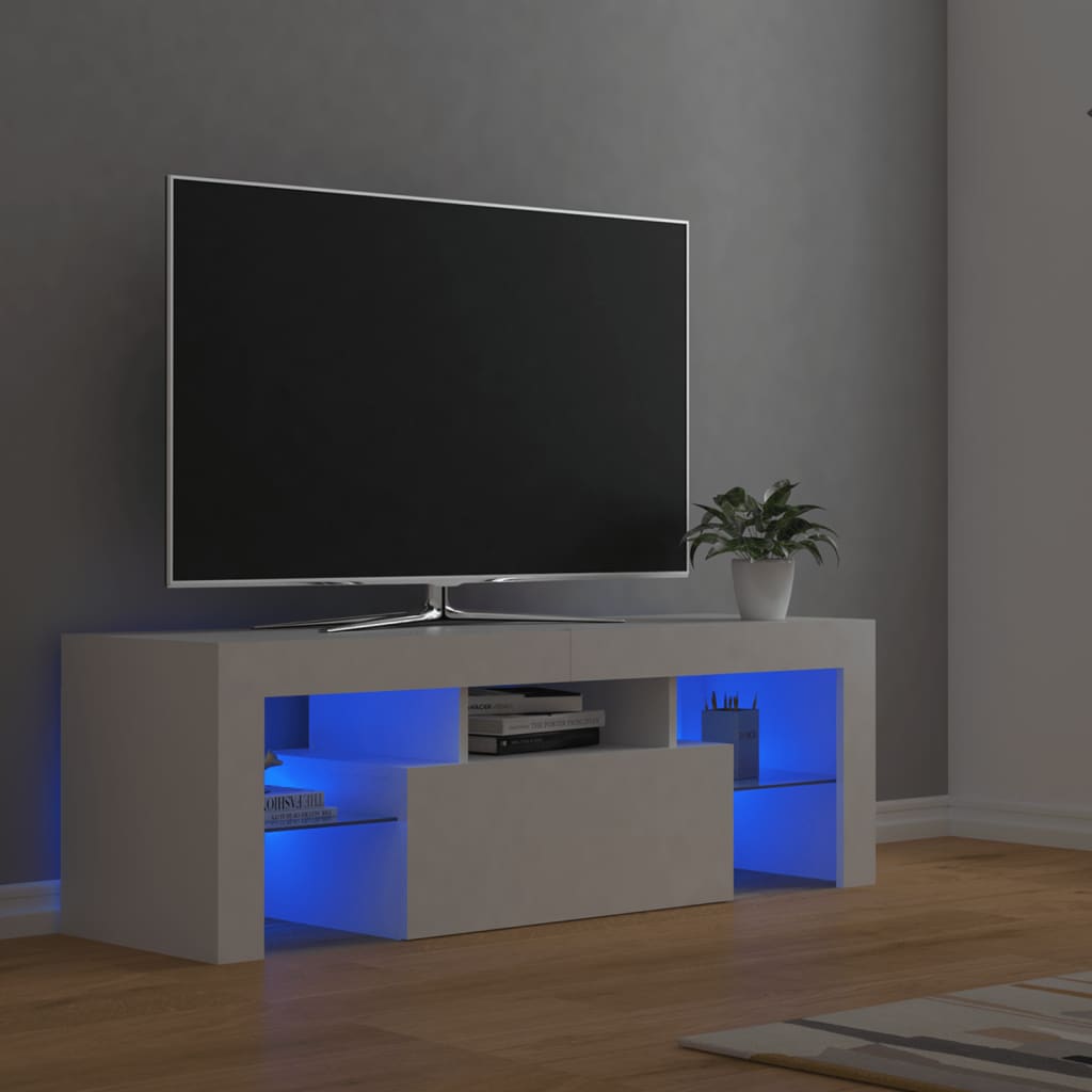 Tv-Meubel Met Led 120X36,5X40 Cm Bewerkt Hout Artisanaal Eiken