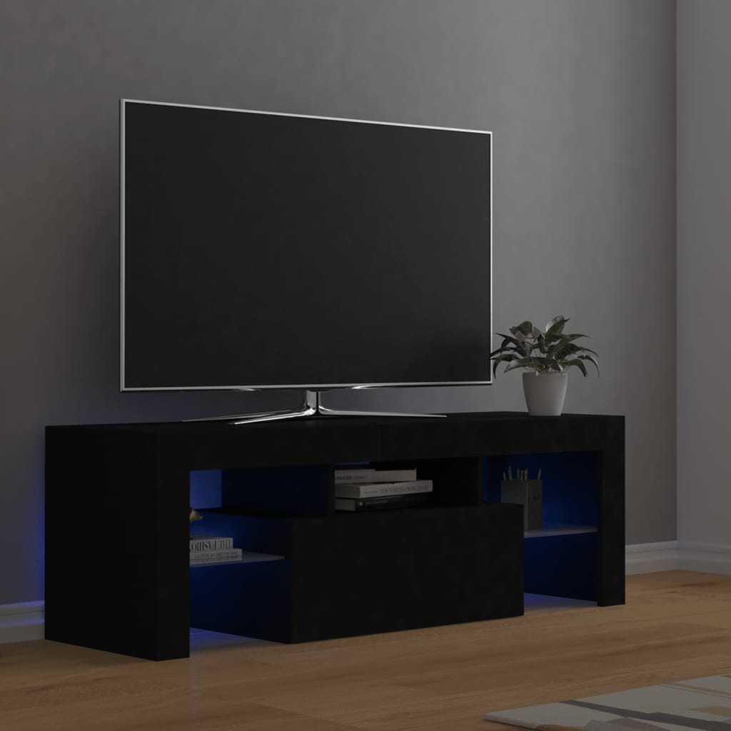 Tv-Meubel Met Led 120X36,5X40 Cm Bewerkt Hout Artisanaal Eiken