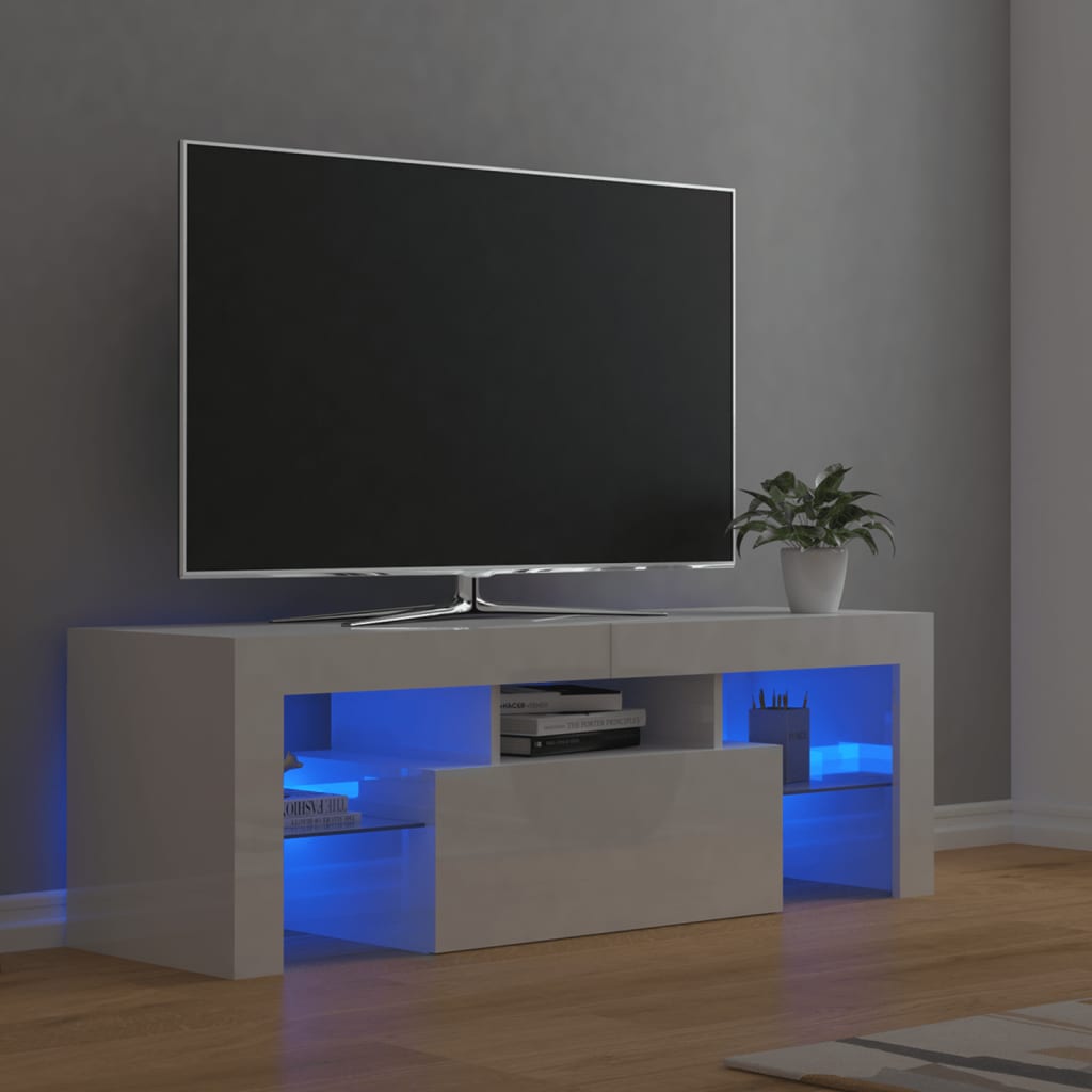 Tv-Meubel Met Led 120X36,5X40 Cm Bewerkt Hout Artisanaal Eiken