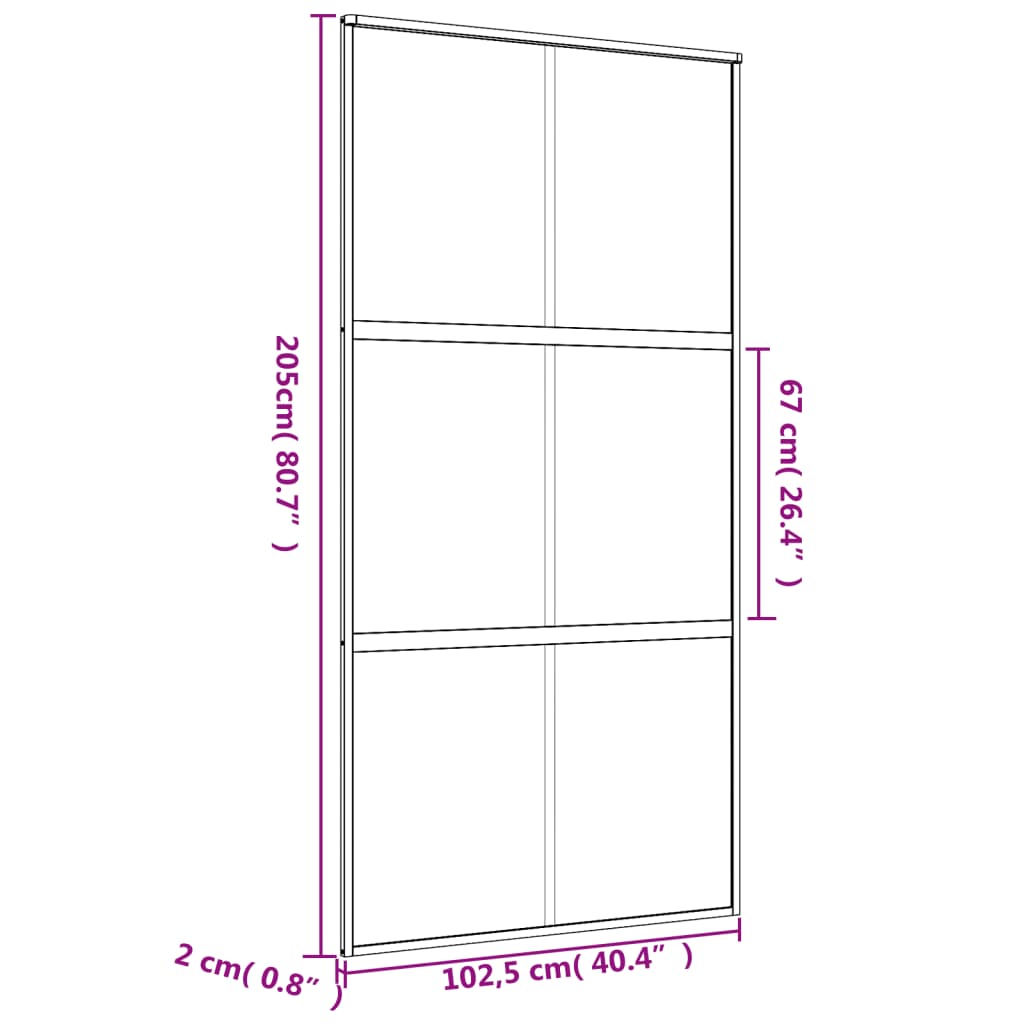 Schuifdeur 102,5X205 Cm Esg-Glas En Aluminium Goudkleurig En Mat