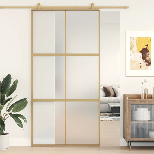 Schuifdeur 102,5X205 Cm Esg-Glas En Aluminium Goudkleurig En Mat