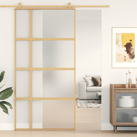 Schuifdeur 102,5X205 Cm Esg-Glas En Aluminium Kleurig Goud