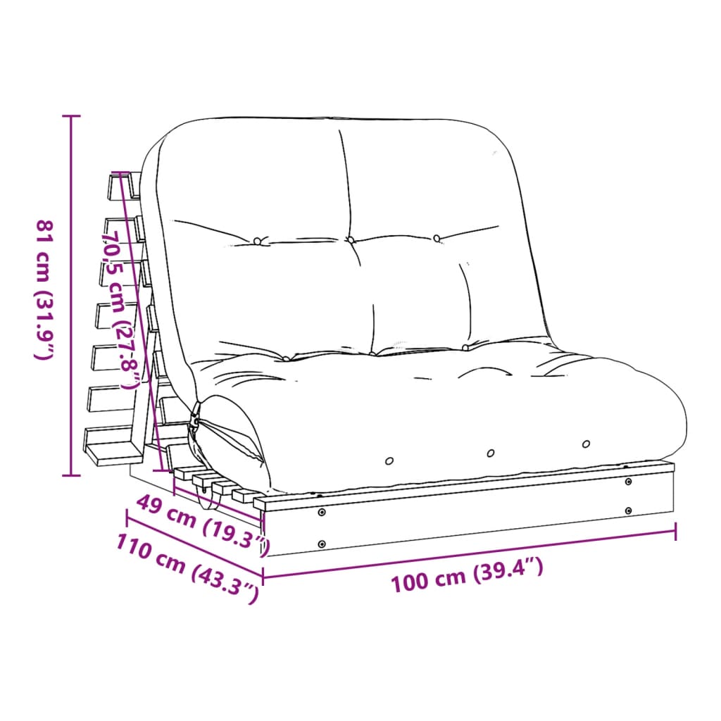 Futon Slaapbank Met Matras Massief Douglashout