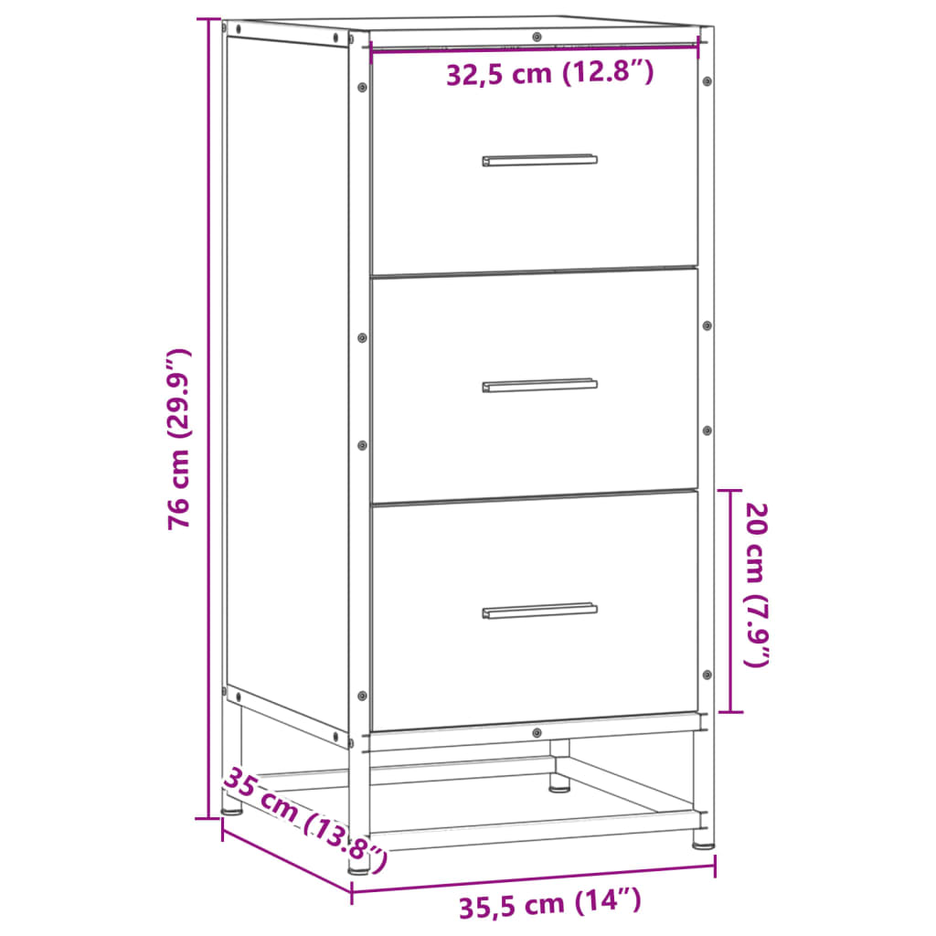 Dressoir 35,5X35X76 Cm Bewerkt Hout En Metaal