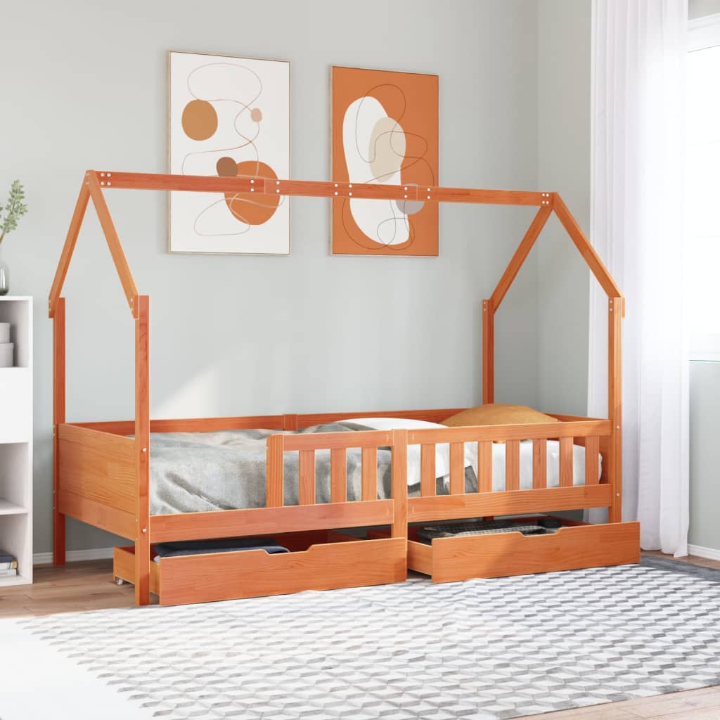 Kinderbedframe Met Lades Massief Grenenhout