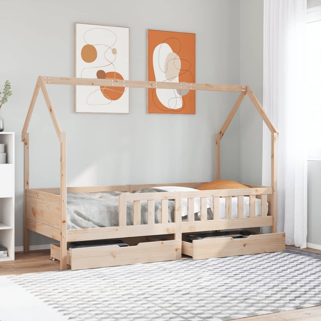 Kinderbedframe Met Lades Massief Grenenhout