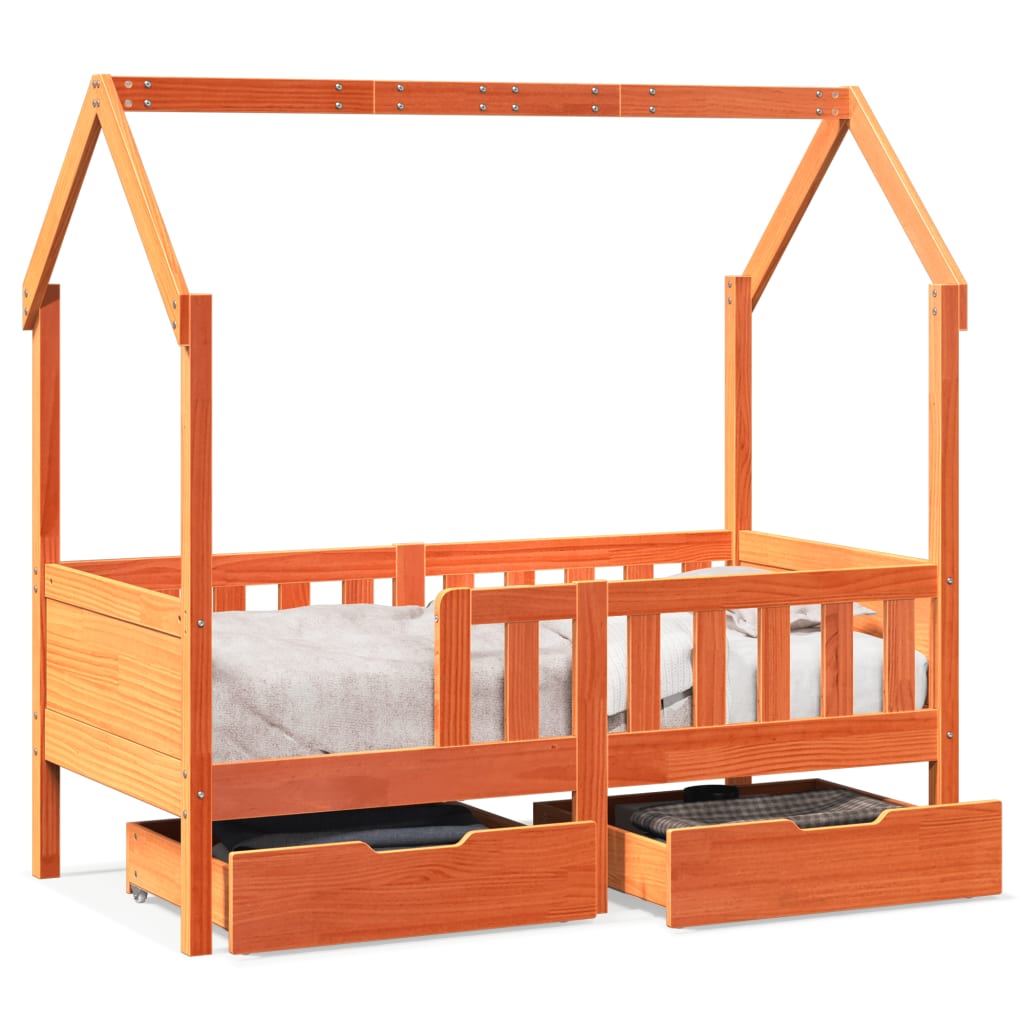 Kinderbedframe Met Lades Massief Grenenhout