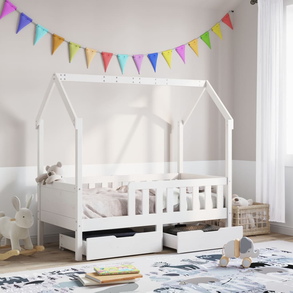 Kinderbedframe Met Lades Massief Grenenhout