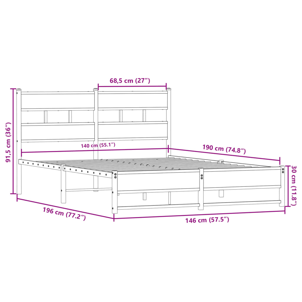 Bedframe Zonder Matras Metaal Kleurig