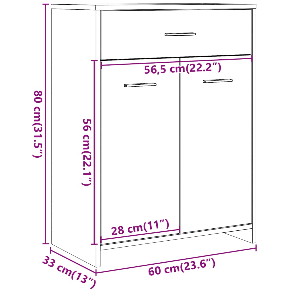 Badkamerkast 60X33X80 Cm Spaanplaat Betongrijs