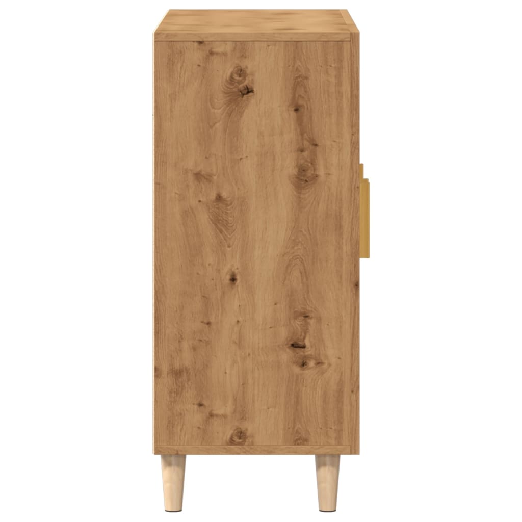 Dressoir 90X34X80 Cm Bewerkt Hout Artisanaal Eikenkleur