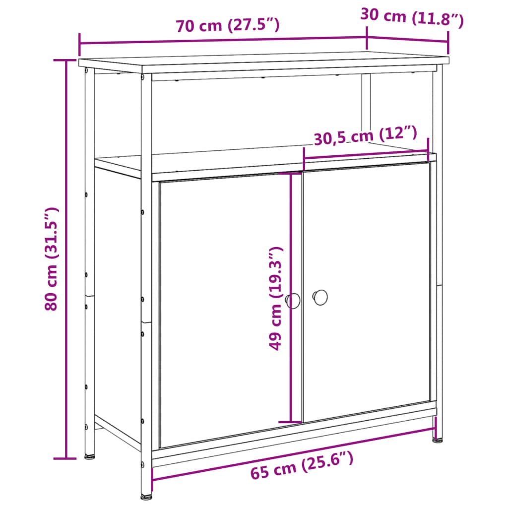 Dressoir 70X30X80 Cm Bewerkt Hout Kleurig