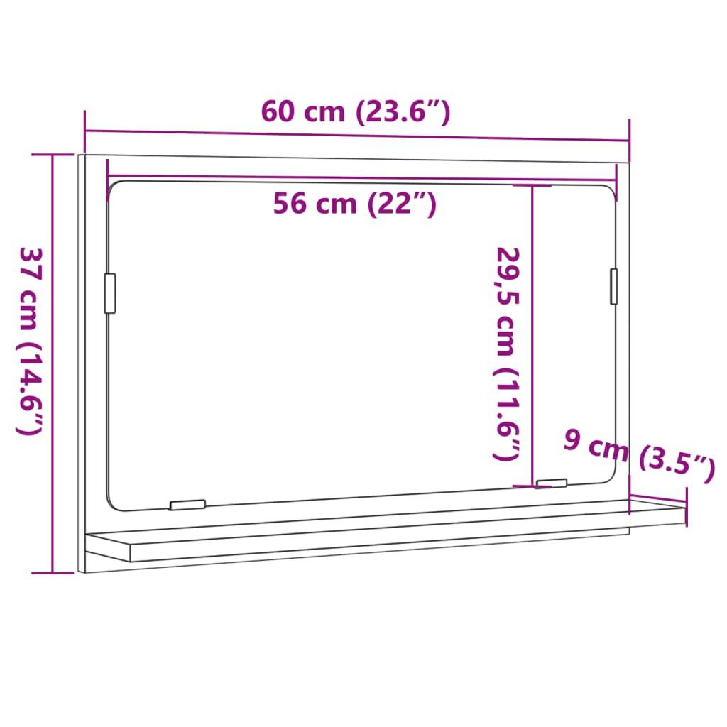 Badkamerspiegelkast 60X11X37 Cm Bewerkt Hout Sonoma Eikenkleur