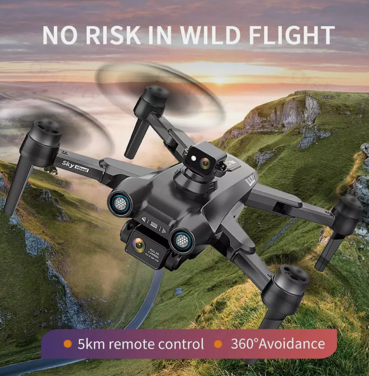 AE6 : Drones Pro - 8K Camera 4K Full HD Dual-Lens Camera GPS + Obstacle Avoidance - Zwart