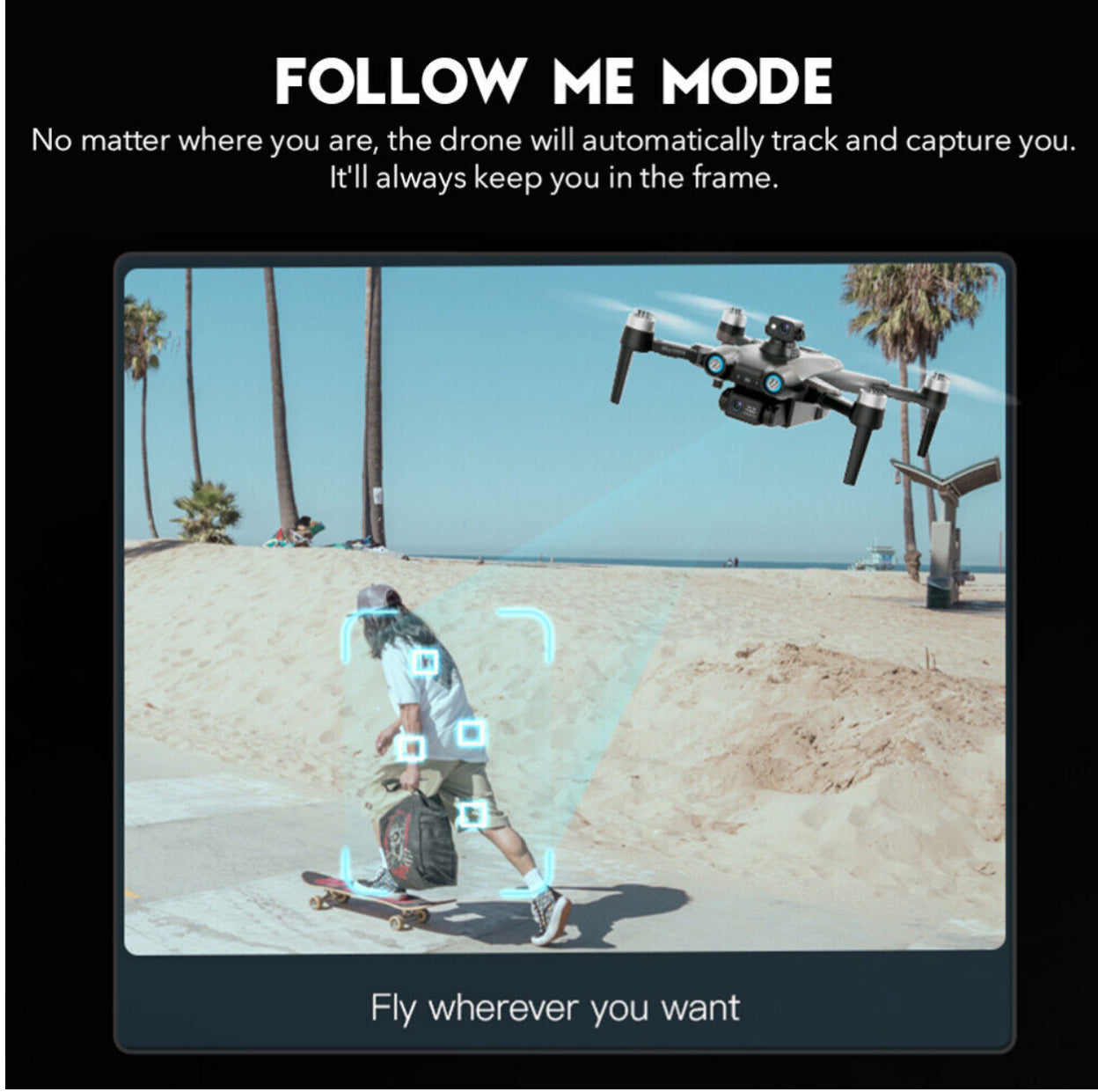 AE6 : Drones Pro - 8K Camera 4K Full HD Dual-Lens Camera GPS + Obstacle Avoidance - Zwart