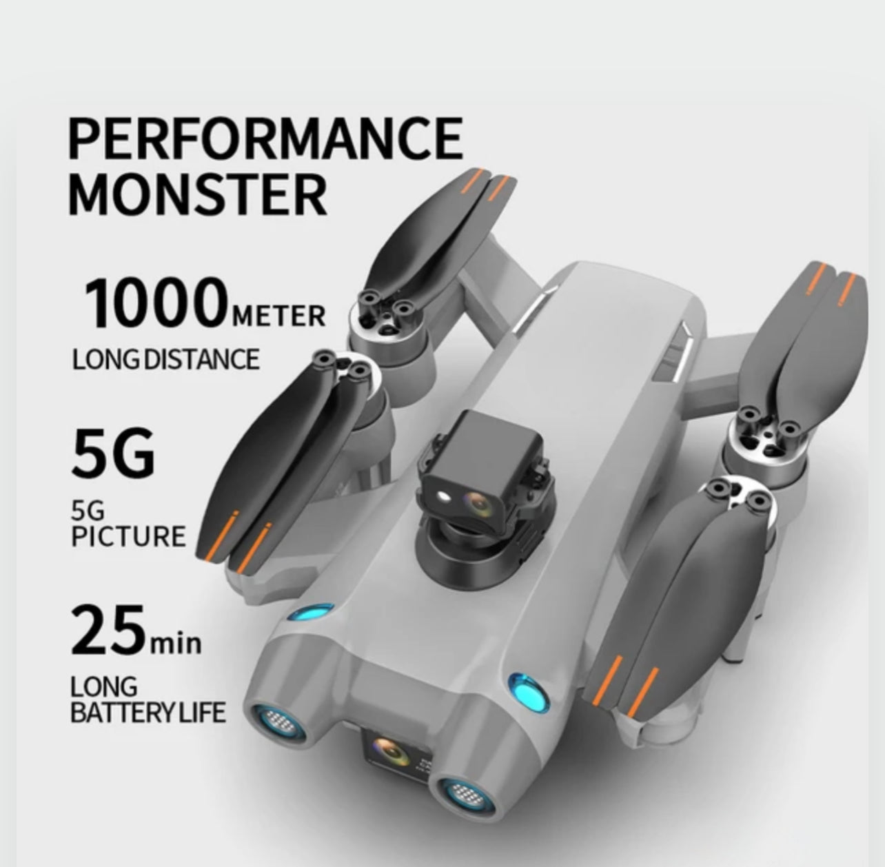 AE6 : Drones Pro - 8K Camera 4K Full HD Dual-Lens Camera GPS + Obstacle Avoidance - Grijs