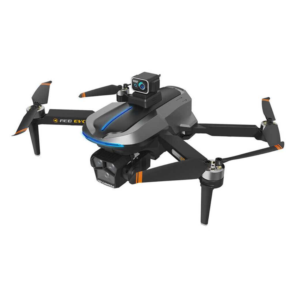 AE8 Evo : Drones Pro - 3 Dubbele camera 4K Professionele positionering Luchtfotografie Laser Obstakel vermijden Gebaarfotografie GPS Drone - Zwart