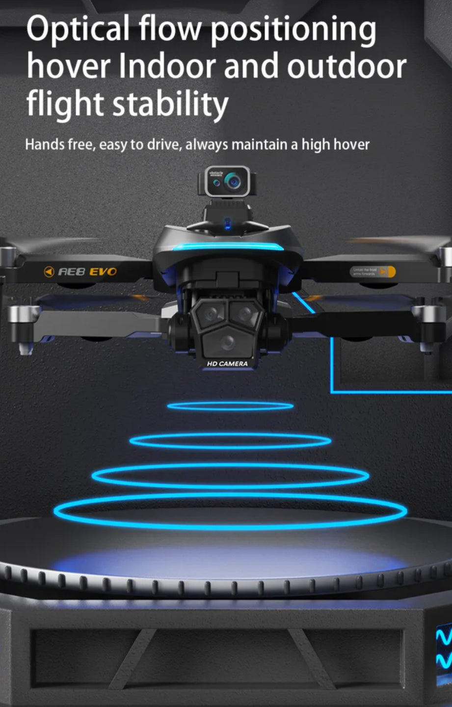 AE8 Evo : Drones Pro - 3 Dubbele camera 4K Professionele positionering Luchtfotografie Laser Obstakel vermijden Gebaarfotografie GPS Drone - Zwart