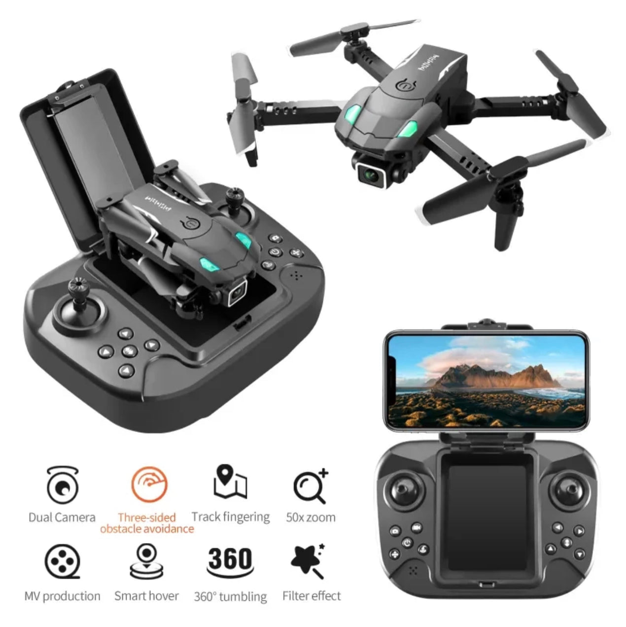 Mini : Drones - 4K HD Camera + Three-sided Obstacle Avoidance